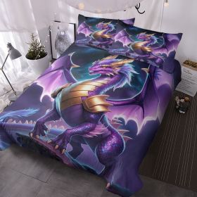 3D Dragon Gifts Bedding Set Purple Dragon Duvet Cover for Kids Boys Girls Room Decor, Wildlife Pattern Comforter Cover