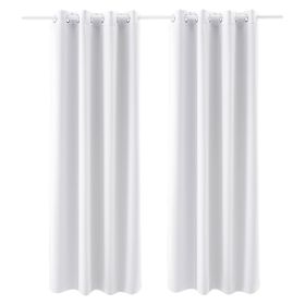 Blackout Curtains, White Blocking Drapes for Bedroom and Living Room, 2 Panels Set Grommet Room Darkening Curtain, Solid Thermal Insulated Drapes