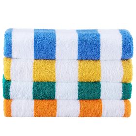 Beach Towel, 4 Pack Oversized Beach Towels, 30 x 60 in Cabana Striped Large Pool Towel, 100% Cotton Soft and Quickly Dry Thick Swimming Towels