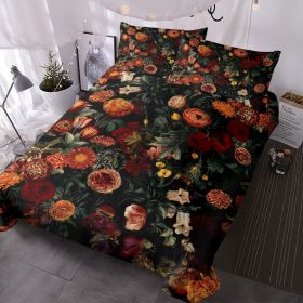 Floral Comforter Cover Rose Flowers Duvet Cover Modern Floral Bed Set Vibrant Colorful Flower Bedding Set (size: Queen)
