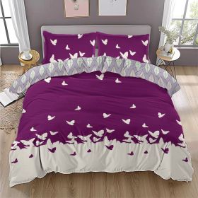 Butterfly Bedding Set for Girls, Purple Soft Lightweight Blue Duvet Cover Set, 3 Pcs (size: Queen)