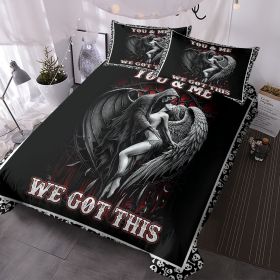 3Pcs Skull Goth Bedding Sets,Skull Bohemian Gothic Bedding Decor Duvet Cover Set, Boho Hippie Bedding Sets (size: Full)