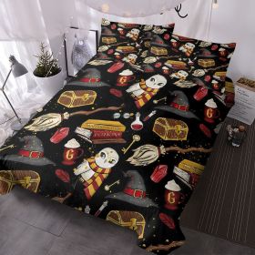 Magic Printed Duvet Cover Set - Vintage Wizard Hat Microfiber Bedding, Perfect for Bedroom Decor (size: Twin)